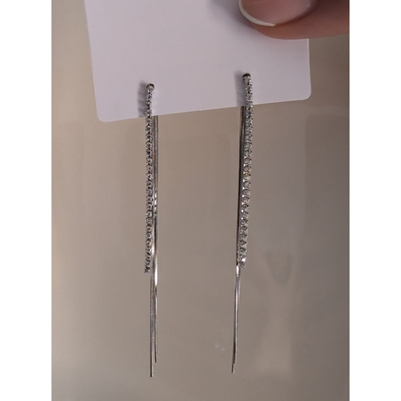 עגיל חוטים משובץ stainless steel - כסף