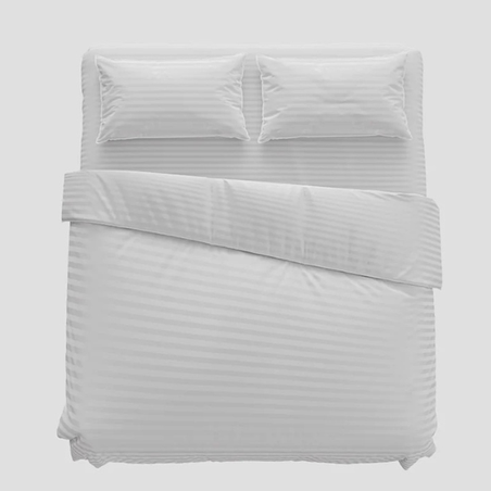 כותנה לבנה דגם פסים