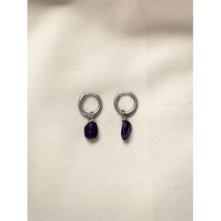 עגילי Amethyst Drop