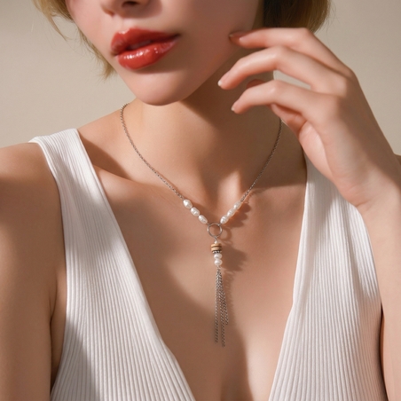 סט פנינים וצדפים כסף