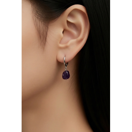עגילי Amethyst Drop