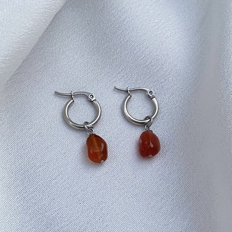 עגילי גספר כתום כסף