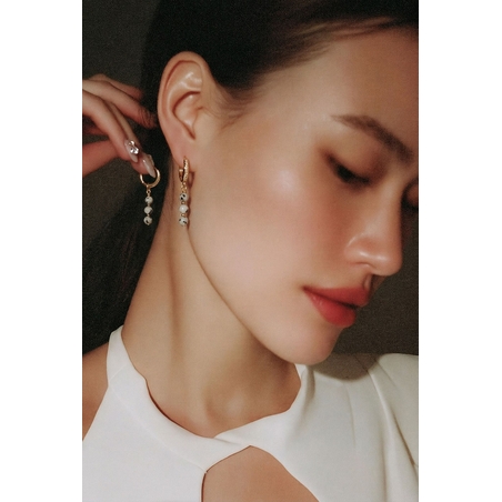 עגילי Grey Jasper Drop