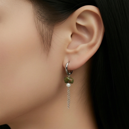 עגילי ג’ייד פנינה כסף