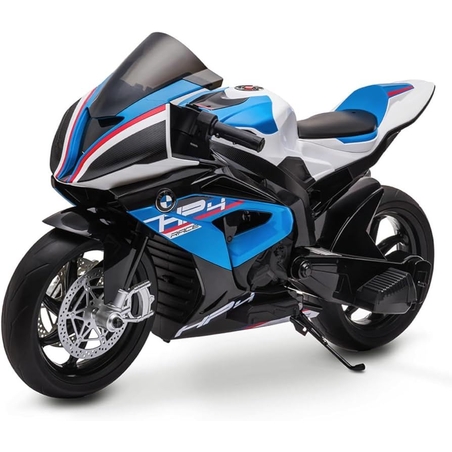 אופנוע BMW HP4 ספורט לילדים 12V עם בולם זעזועים צבע כחול