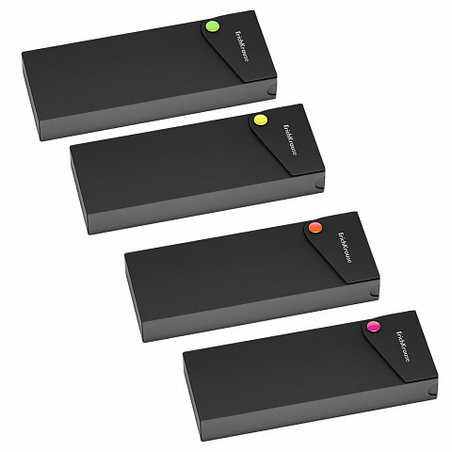 קלמר פלסטיק MATT ACCENT שחור כפתור צבעוני ניון