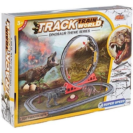 צעצועים Xinjiafeng 4122 הרכבת הרכבת הרכבת הרכבה עם דינוזאורים להגדיר