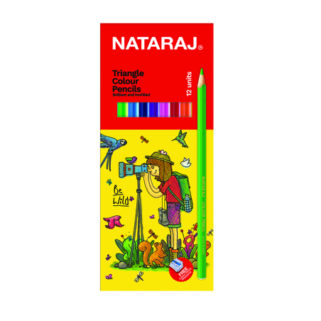 NATARAJ עפרונות צבעוניים 12 צבע משולש