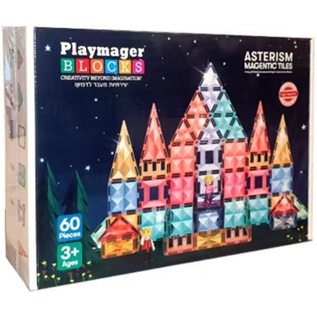 חלקי מגנט להרכבה בתלת מימד 60 חלקים Playmager - דגם יהלומים