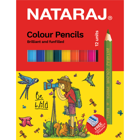 NATARAJ עפרונות צבעוניים 12 צבע קטנים