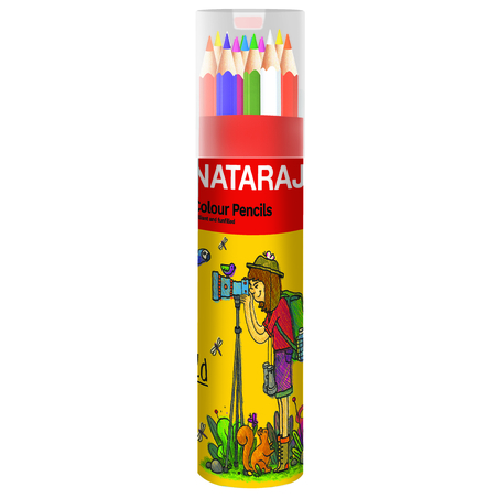 NATARAJ עפרונות צבעוניים 24 צבע קופסה מתכת עגול