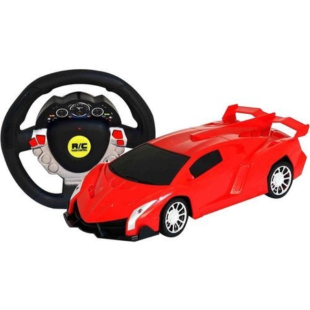 מכונית מרוץ עם אורות ושלט רחוק בצורת הגה (מגוון צבעים) צעצועי שירן