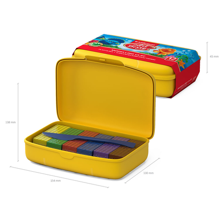 ART פלסטלינה 12 צבע עם כלים 216 גרם קופסה פלסטיק