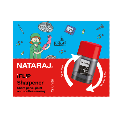 NATARAJ IFLIP מעמד 40 יח' מחדד עם מחק שחור אדום