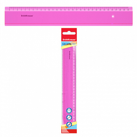 סרגל 30 סמ ניון ורוד