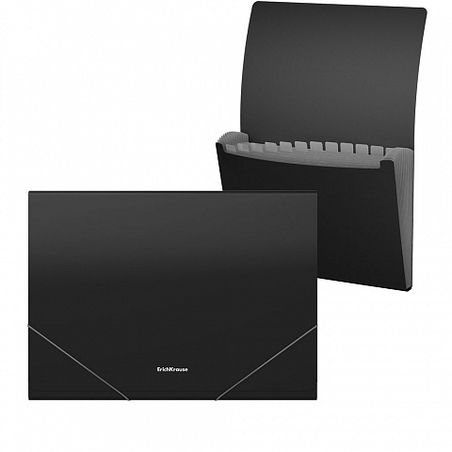 תיק הרמוניקה 12 תא גודל A4 שחור