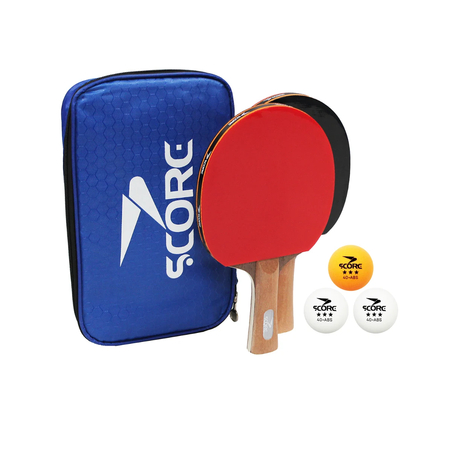 דף בית  ספורט  אביזרי ספורט ערכת פינג פונג - זוג מטקות ו 3 כדורים בנרתיק SCORE