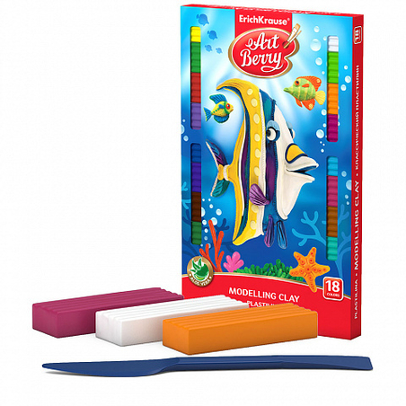 פלסטלינה עם אלווירה 18 צבעים עם כלים ARTBERRY