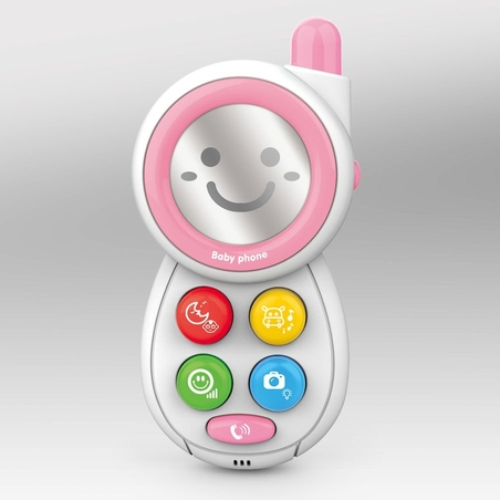 טלפון צעצוע מנגן לילדים עם מראה בצבע ורוד