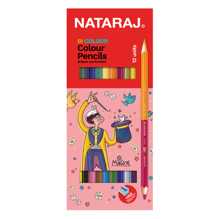 NATARAJ עפרונות צבעוניים דו צדדי 12 עפרון 24 צבע