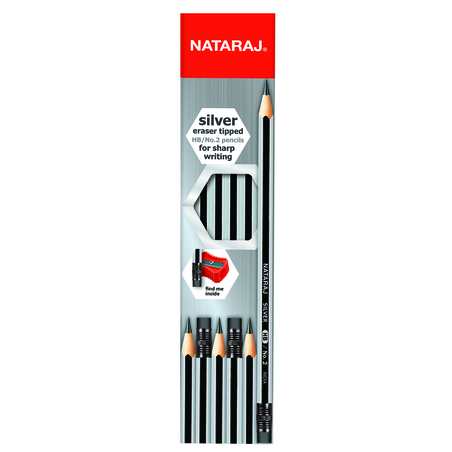 NATARAJ עפרון סילבר היקס עם מחק