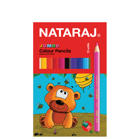 NATARAJ עפרונות צבעוניים 12 צבע משולש ג'מבו