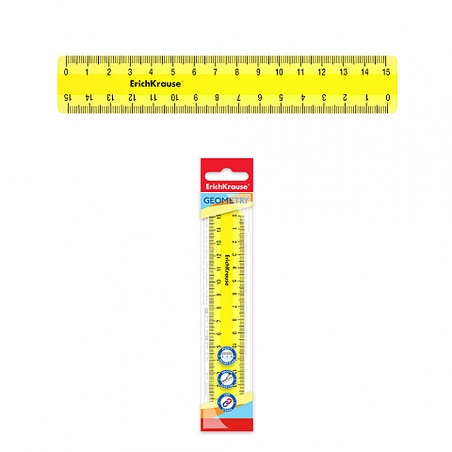 סרגל 15 סמ ניון צהוב