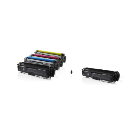 סט טונרים תואמים brother tn241 BK/C/M/Y + טונר שחור תואם TN241BK נוסף