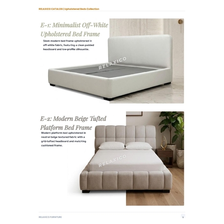 Minimalist Off-White Upholstered Bed Frame