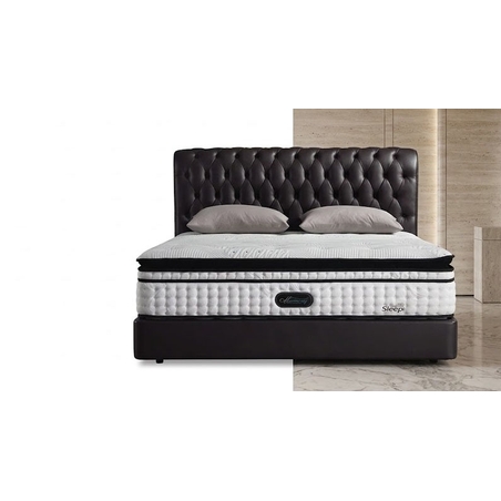 Classic Dark Brown Leather Tufted Bed Frame