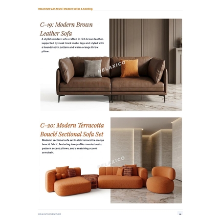 Modern Brown Leather Sofa