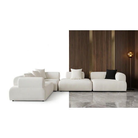 Modern Beige Sofa with Ottoman