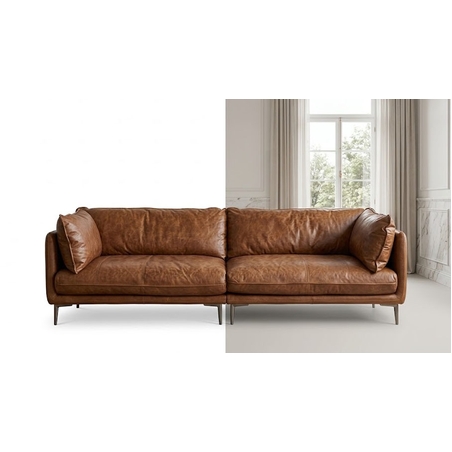 Classic Brown Leather Sofa