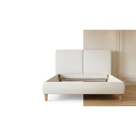 Modern Beige Rounded Platform Bed Frame
