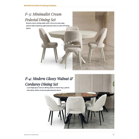 Minimalist Cream Pedestal Dining Set