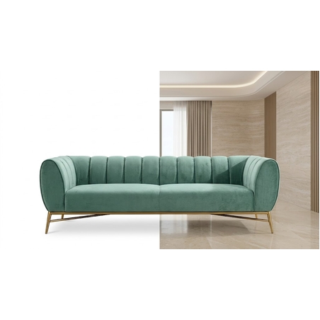 Glam Mint Green Channel-Tufted Velvet Sofa