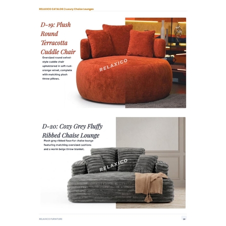Cozy Grey Fluffy Ribbed Chaise Lounge