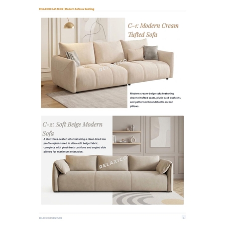 Modern Cream Tufted Sofa