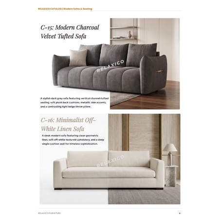 Minimalist Off-White Linen Sofa