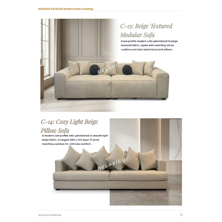 Beige Textured Modular Sofa