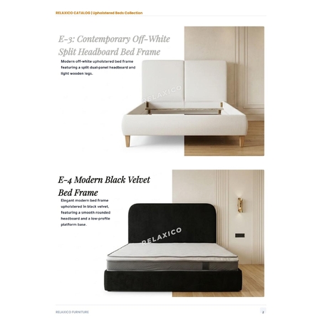 Contemporary Off-White Split Headboard Bed Frame