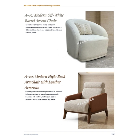 Modern High-Back Armchair with Leather Armrests