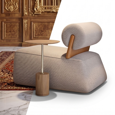 Modern Curved Bolster Lounge Chair
