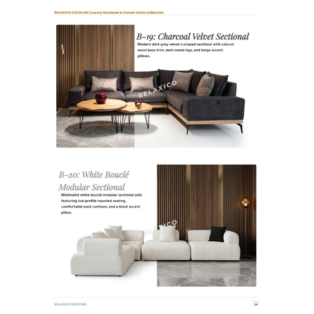 Charcoal Velvet Sectional