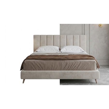 Modern Taupe Velvet Wingback Bed Frame