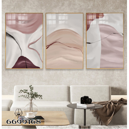 שלשה על קנבס אבסטרקט מתוח וממוסגר לחדר השינה או לסלון דגם 6699168