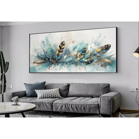 תמונת קנבס אבסטרקט נוצות לסלון דגם 240425