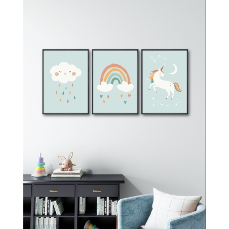 שלשה על קנבס כותנה לחדר ילדים 