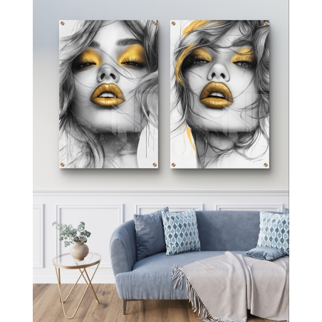 זוג תמונות זכוכית לסלון/חדר שינה 