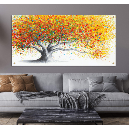 תמונה מיוחדת אבסטרקט עצים  בהדפסה ישירה על זכוכית דגם-81227